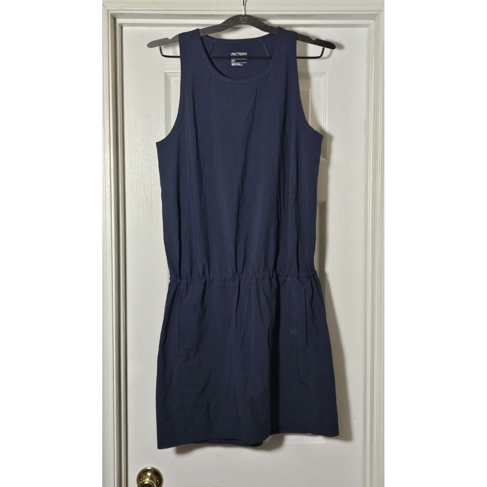 ARC'TERYX CONTENTA BLUE SLEEVELESS CINCH WAIST DRESS SIZE S